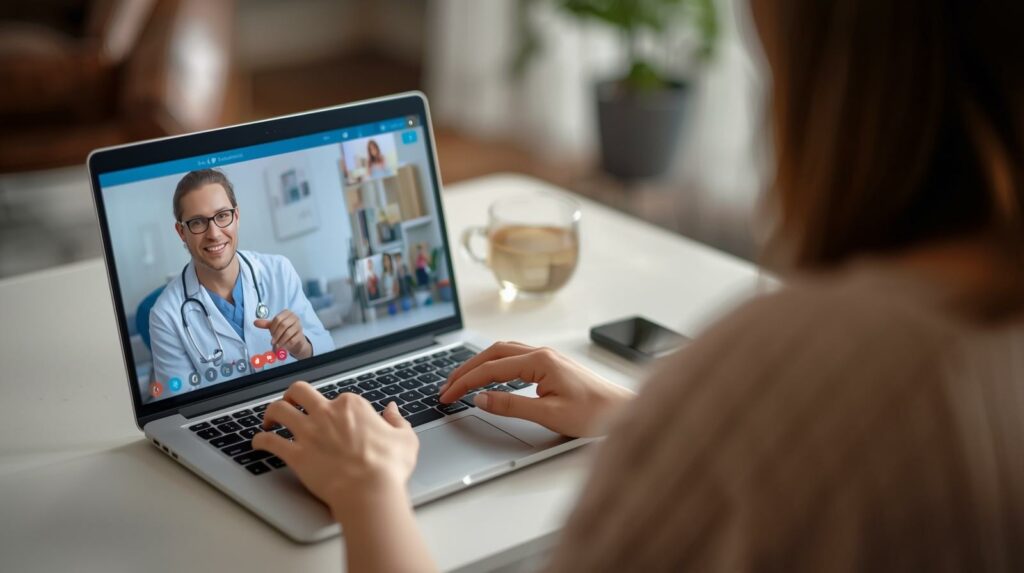 Consulta médica online ilustrando como solicitar a baixa médica e emissão do Certificado de Incapacidade Temporária