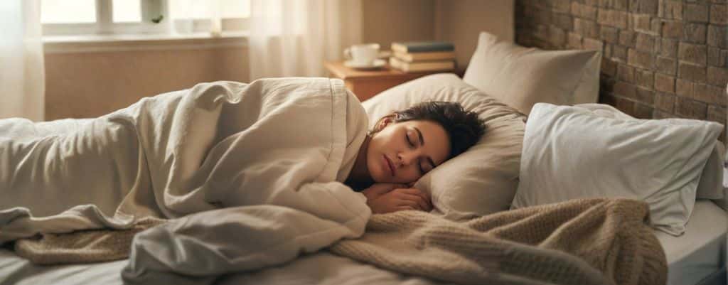 Dormir bem e emagrecer: mulher a descansar, representando a importância do sono na perda de peso